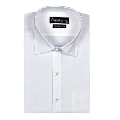 ACCOX Men's Half Sleeves Formal Regular Fit Cotton Plain White Shirt(GO589)