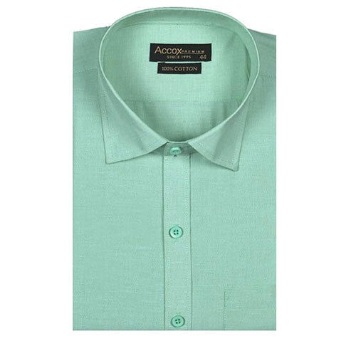 ACCOX Men's Half Sleeves Formal Regular Fit Cotton Plain Shirt(Green,GC129)