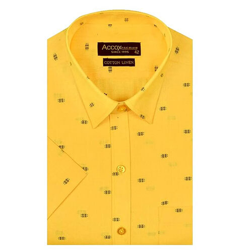 ACCOX Men's Half Sleeves Regular Fit Cotton Linen Formal Printed Checkred Shirts(GCR30)