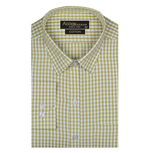 ACCOX Men's Breathable Cotton Long Sleeves Regular Fit Checkered Formal Shirt for Men (GCR335)