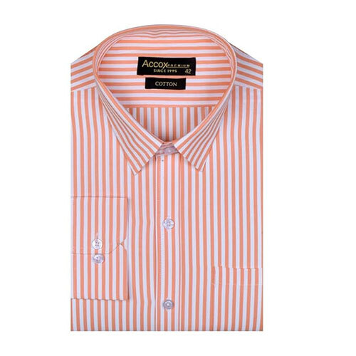 ACCOX Men's Striped Full Long Sleeves Regular Fit Cotton Formal Shirts(GCR59)