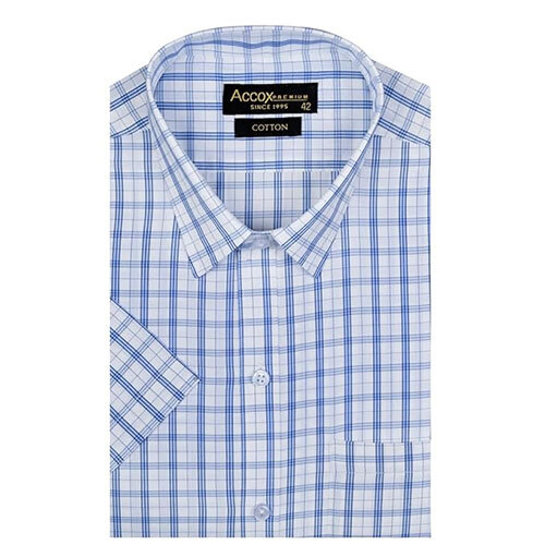 ACCOX Men's Breathable Cotton Half Sleeves Regular Fit Checkered Formal Shirt for Men (GCR85)