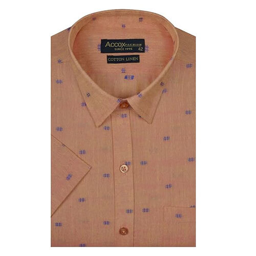 ACCOX Men's Half Sleeves Regular Fit Cotton Linen Formal Printed Checkred Shirts(GCR29)