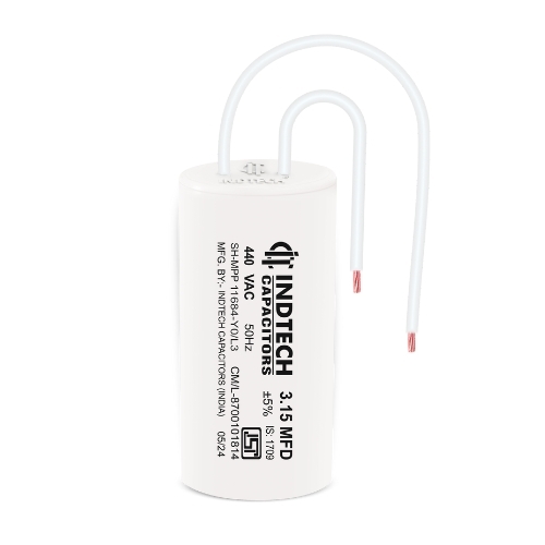 Fan Capacitors Manufacturers - Aluminum | Size 28*52mm, Rated Voltage 250-450V, Capacitance 3.15µF ±5%, Temperature Range -25/+85°C, Wire Terminals, 50/60Hz