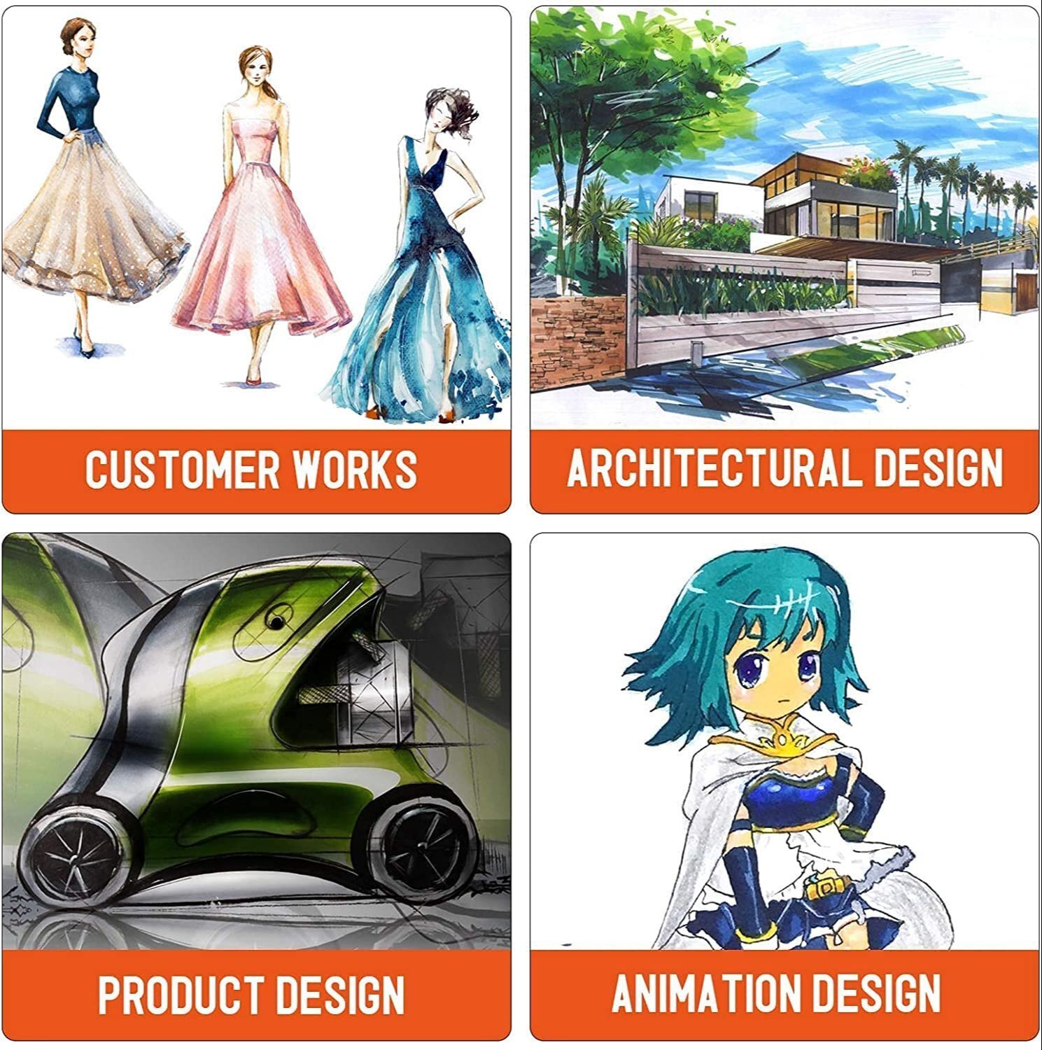 Mitsico 60 Pcs Paint Marker Color Dual Tip Art Markers Set Brush & Chisel Sketch Marker