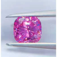 Moissanite Gemstone - Vvs1 Cushion Cut , Pink Color With Natural White Stone