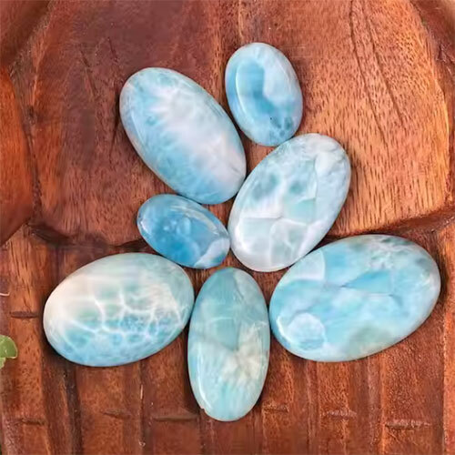 100% Natural Larimar Smooth Cabochon Front Drilled Mix Shape 16X13MM To 26X9MM