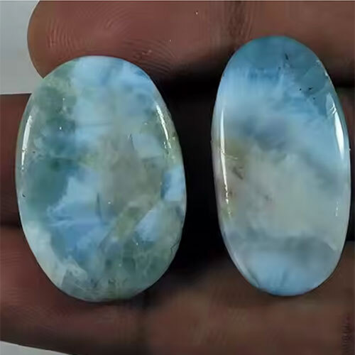 100% Natural Larimar Oval Shape Loose Cabochon Gemstones - Grade: Industrial