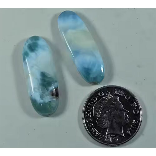 2 Pieces Lot Natural Larimar Pectolite Larimar Gemstone Oval Shape