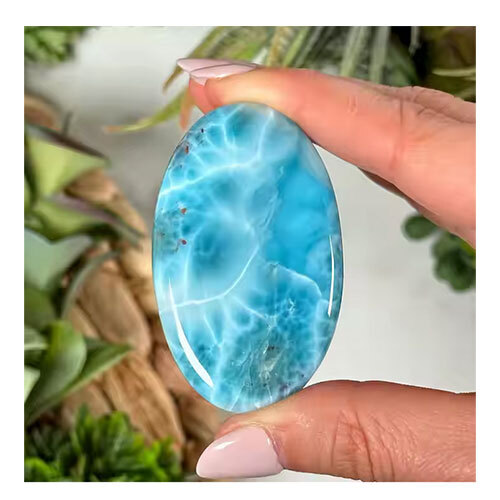 100% Natural Precious Larimar Gemstone in Smooth Oval Cabochon Cut Shape Calibrated Size