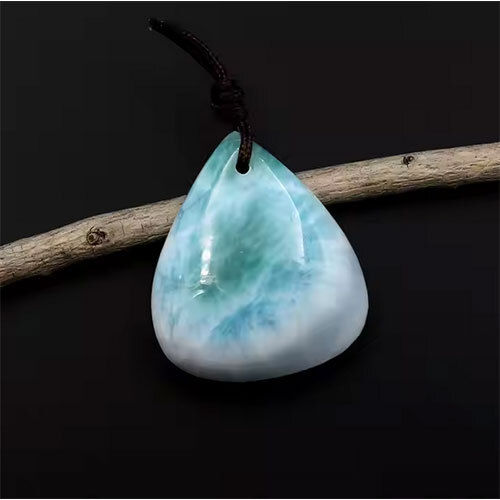 100% Natural Larimar Teardrop Pear Pendant Genuine Real Blue Fancy Larimar Gemstone - Grade: Industrial