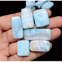Rarest Found Larimar Gemstone Radiant Shape Cabochon Pectolite Stone Lot Tinny Larimar Gemstone - Grade: Industrial