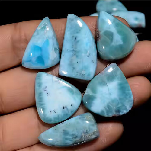 100% Natural Larimar Gemstone Lot 10 Pieces Lot Mix Shape - Grade: Industrial