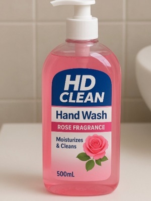 Herbal Liquid Hand Wash - Natural Herbal Ingredients, High Foam Formula, Lime & Rose Fragrance, Non-Transparent Texture for Longer Lasting Clean