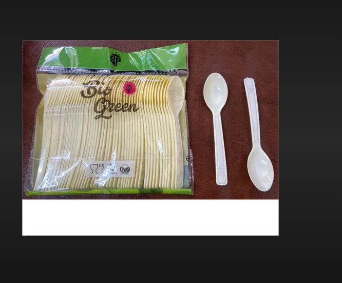 Plastic Spoon Bio Green - Biodegradable Material, 6.5 Inches Long, Eco-Friendly Design | Sustainable, Compostable, Ideal for Events and Takeaways
