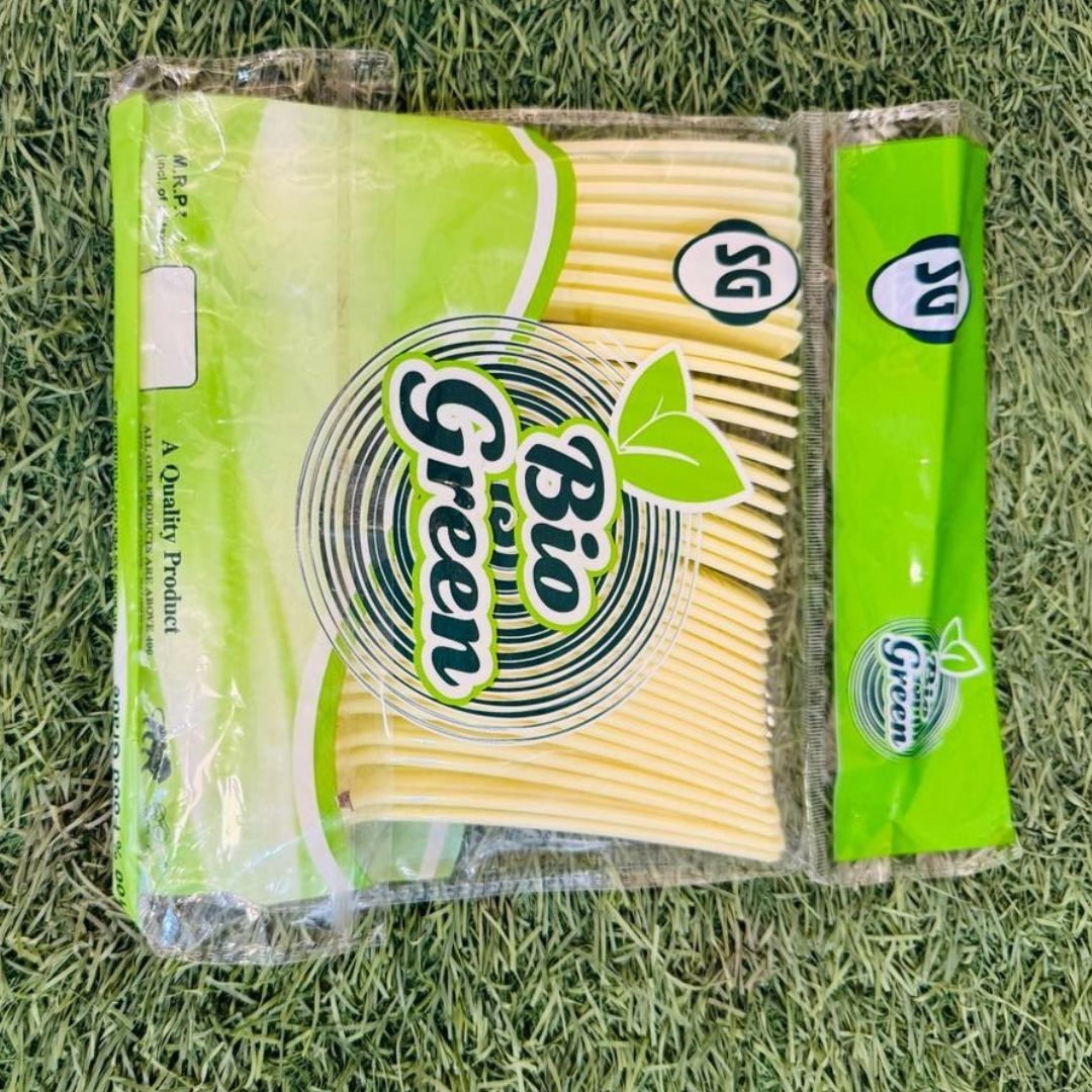 Plastic Spoon Bio Green - Biodegradable Material, 6.5 Inches Long, Eco-friendly Design | Sustainable, Compostable, Ideal For Events And Takeaways