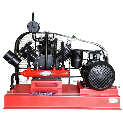 Base Mounted Air Compressor - Metal, New Condition, Red Paint Coated Finish | Electric Powered, Industrial Use, Warranty Included
