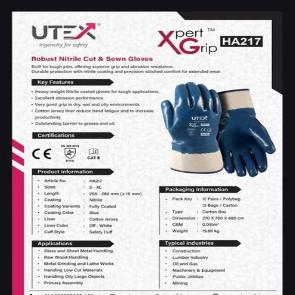 Utex Make Nitrile Cuff Type - Color: Blue