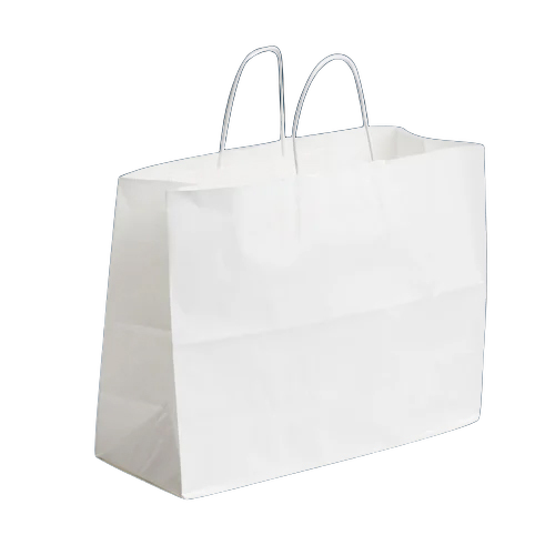 White Kraft Paper Carry Bag - Kraft Paper, 16*12 Inches, White | Max Load 2 kg, Eco-Friendly, Customizable with Logos and Designs