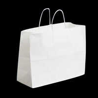 White Kraft Paper Carry Bag - Kraft Paper, 16*12 Inches, White | Max Load 2 Kg, Eco-friendly, Customizable With Logos And Designs