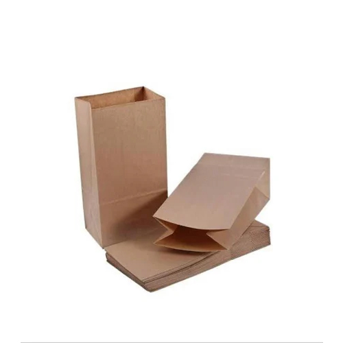 Square Bottom Grocery Paper Bag - Corrugated Board, 1 Kilogram Max Load, Brown Color, Recyclable, Customizable Designs & Embossed Surface