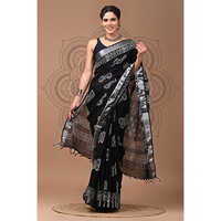 Hand Block Printed Linen Saree