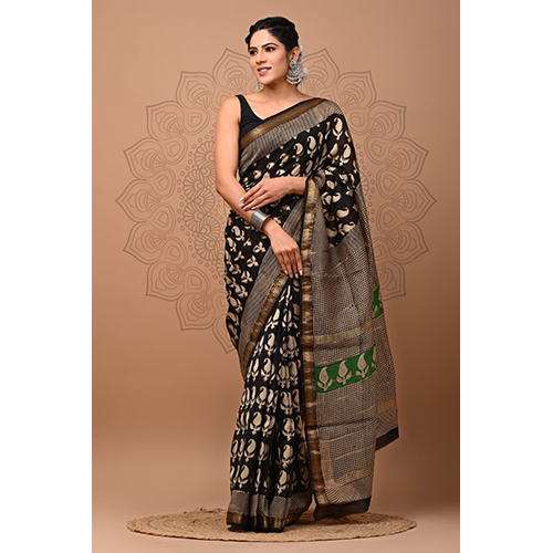 Maheshwari Silk Saree - Art Silk, 5.5 M Length, Multicolor | Ideal For Spring And Summer Casual Wear, Features Block Prints And Plain Cotton Blouse