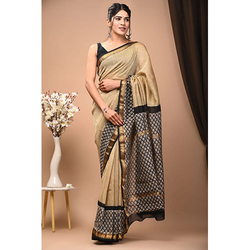 Printed Maheshwari Silk Saree - Color: Multicolor