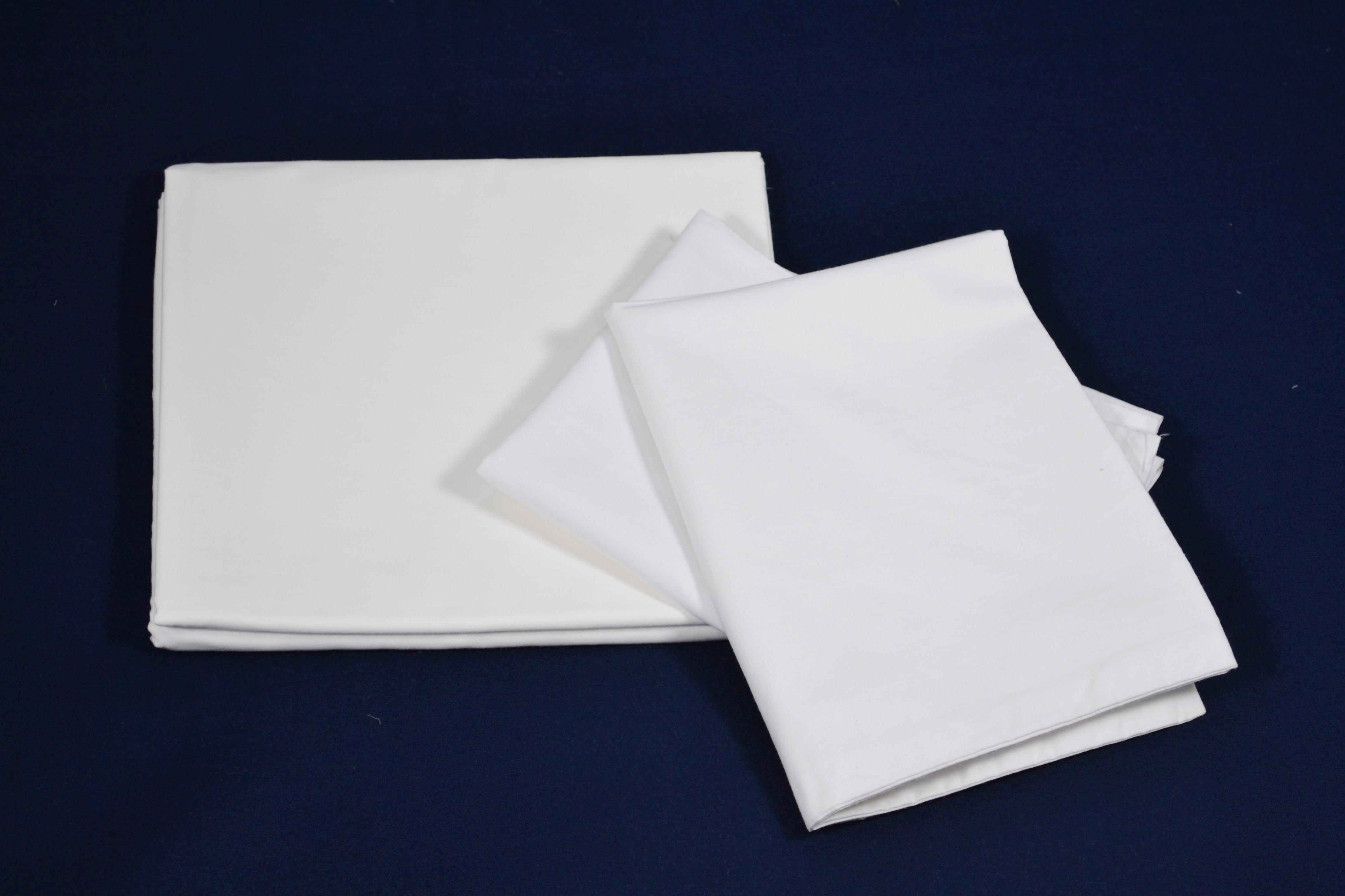 250 TC White Cotton Hotel Bed Sheet