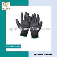 Pu Coated Glove - Pu Coated, Full Finger, Black Color | Washable, Durable Protection Against Abrasions And Cuts