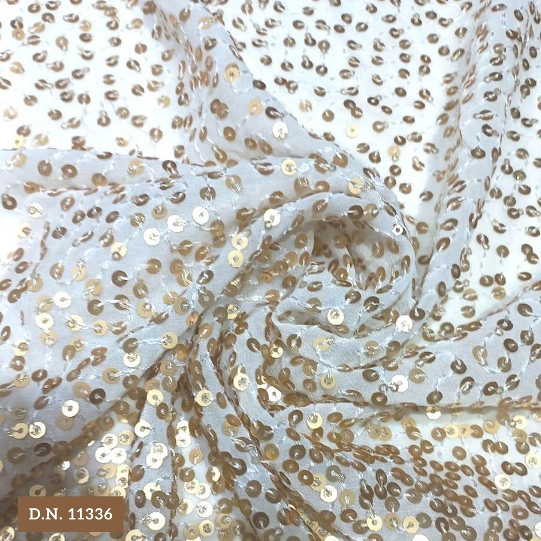 Allover Sequins Embroidery Fabric in Daman Pattern