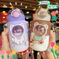 teddy water bottles with straw