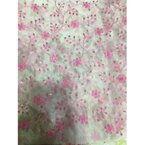 Trendy Embroidered Net Fabric - Attributes: Washable