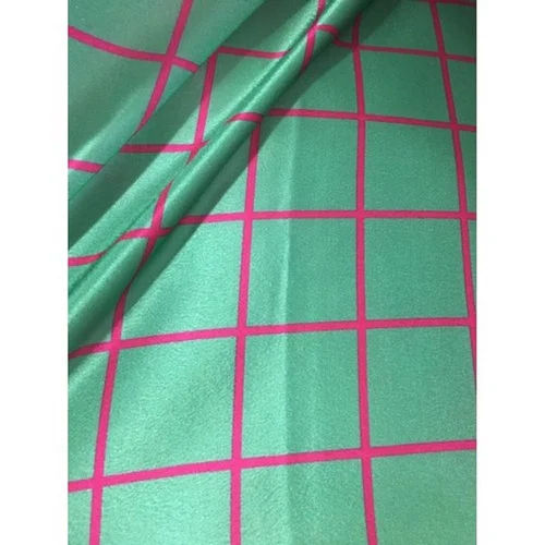 Check Digital Print Satin Fabrics