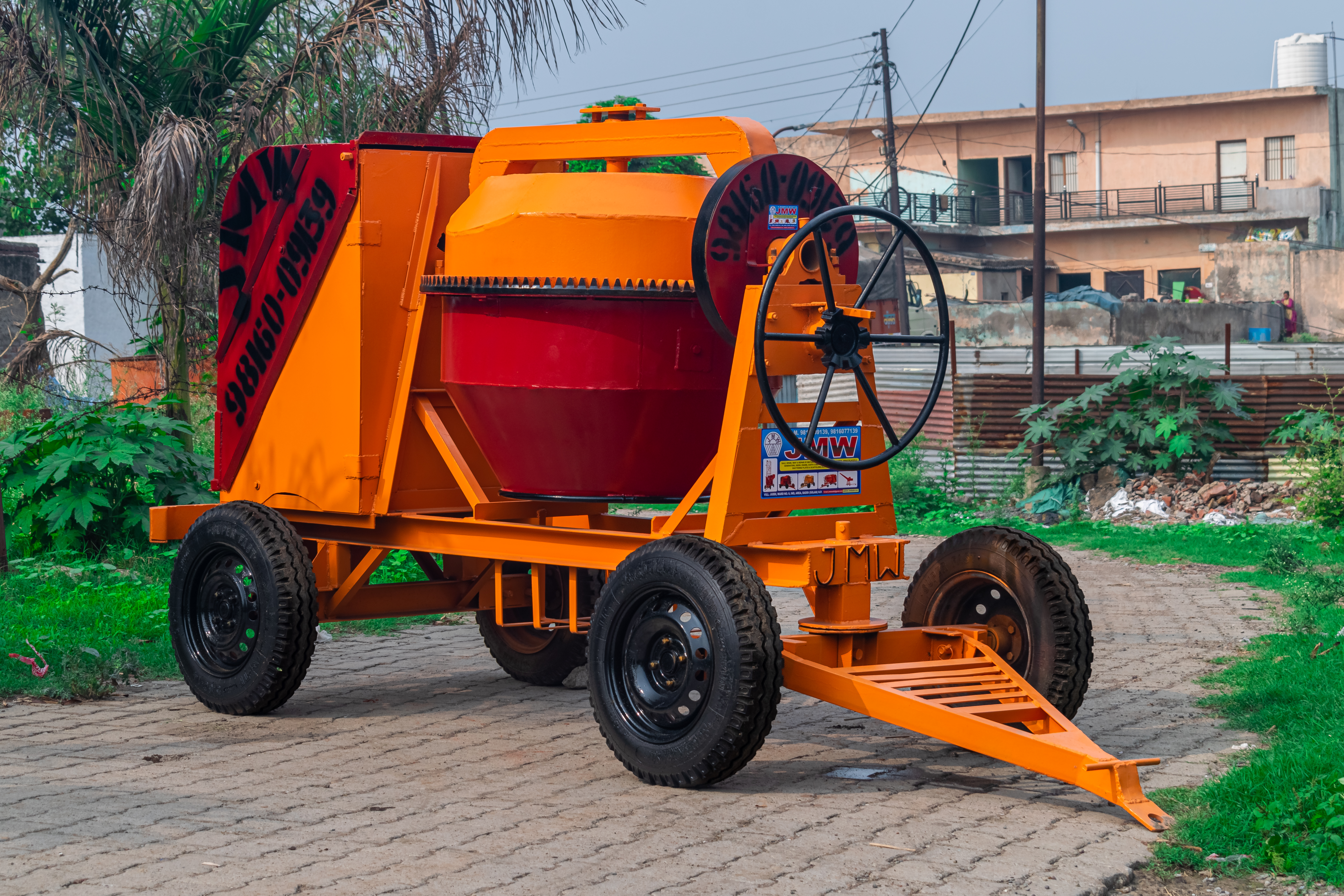 Industrial Concrete Mixer - Color: Orange