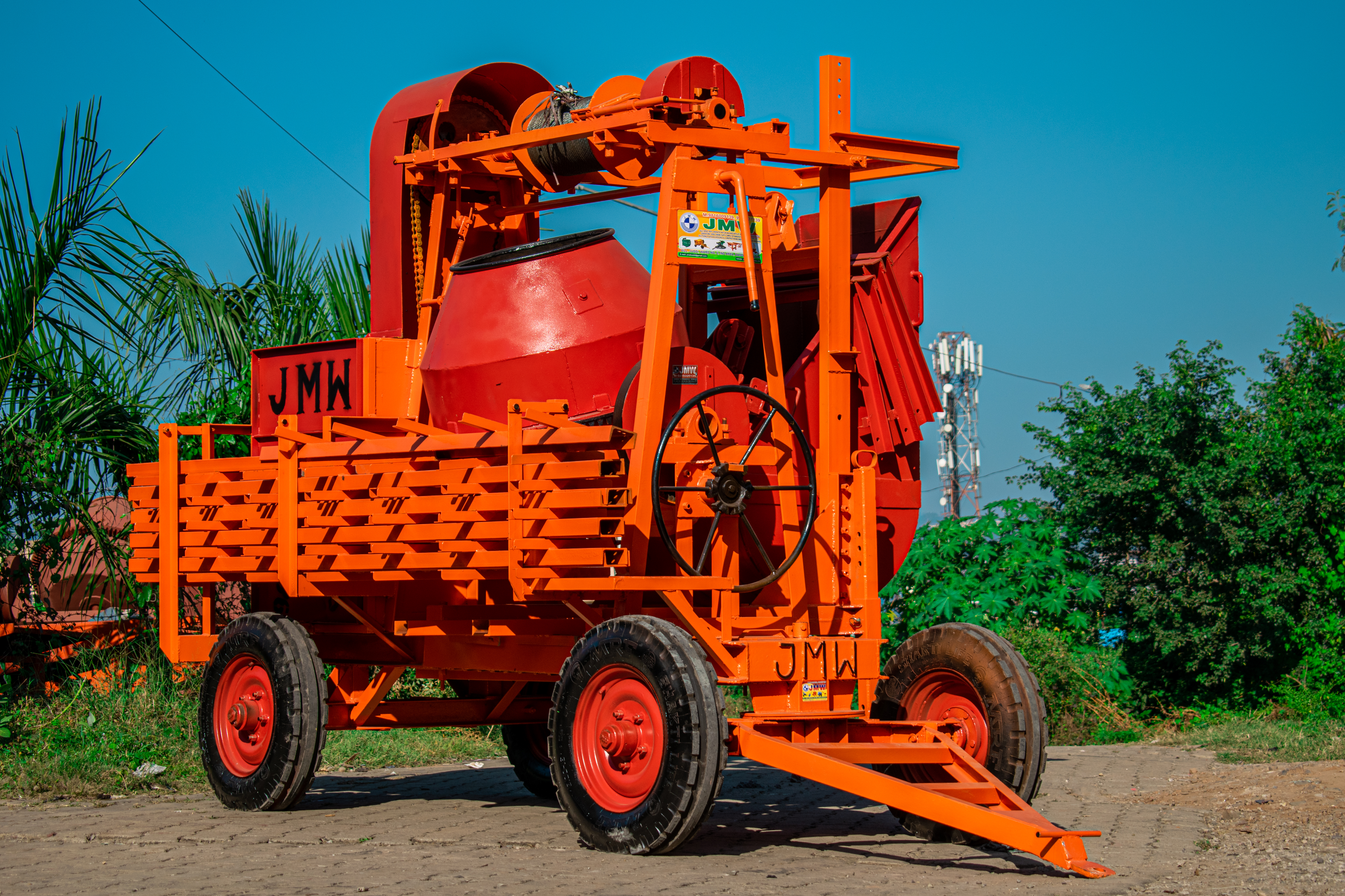 Industrial Concrete Mixer - Color: Orange