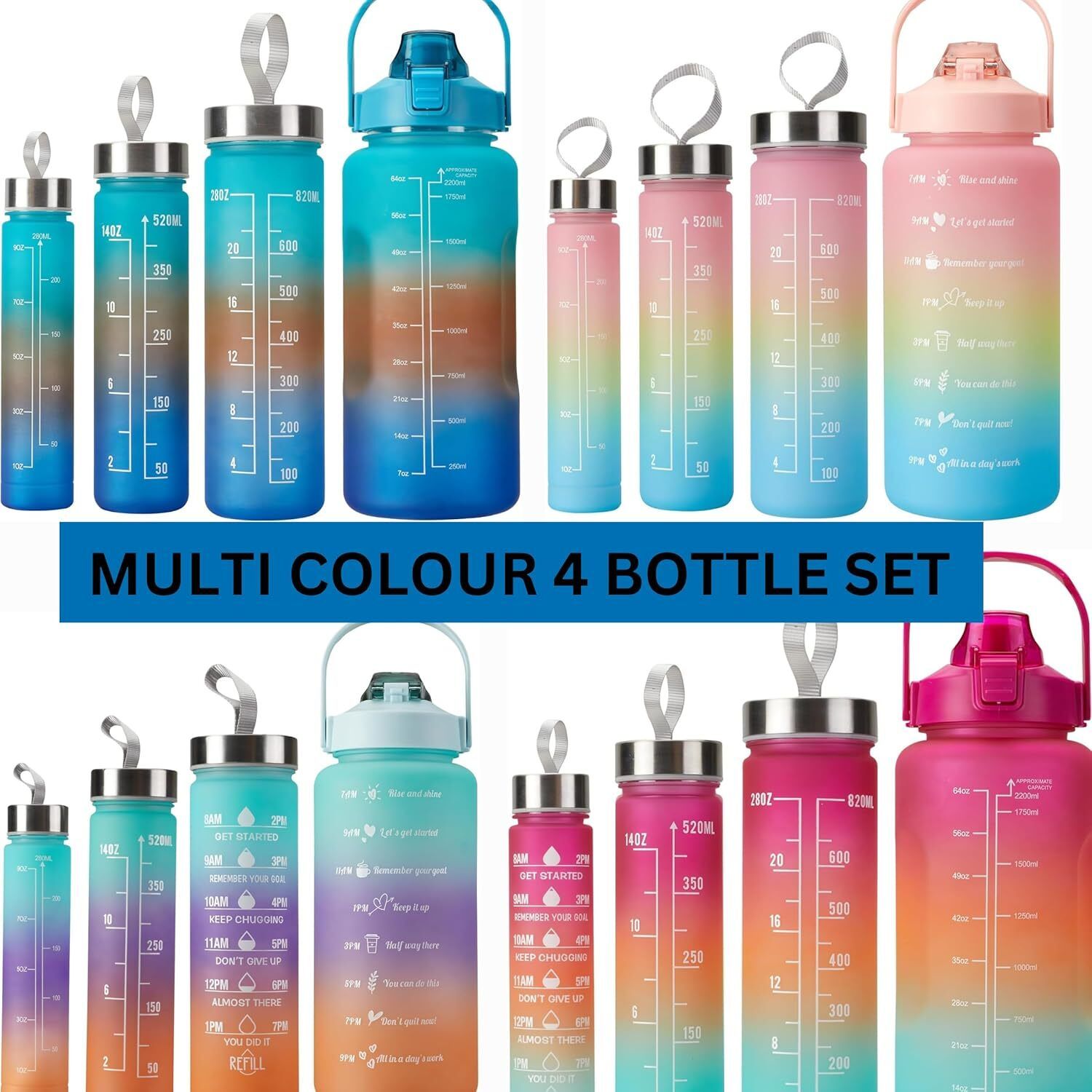 4 pcs motivational water bottle