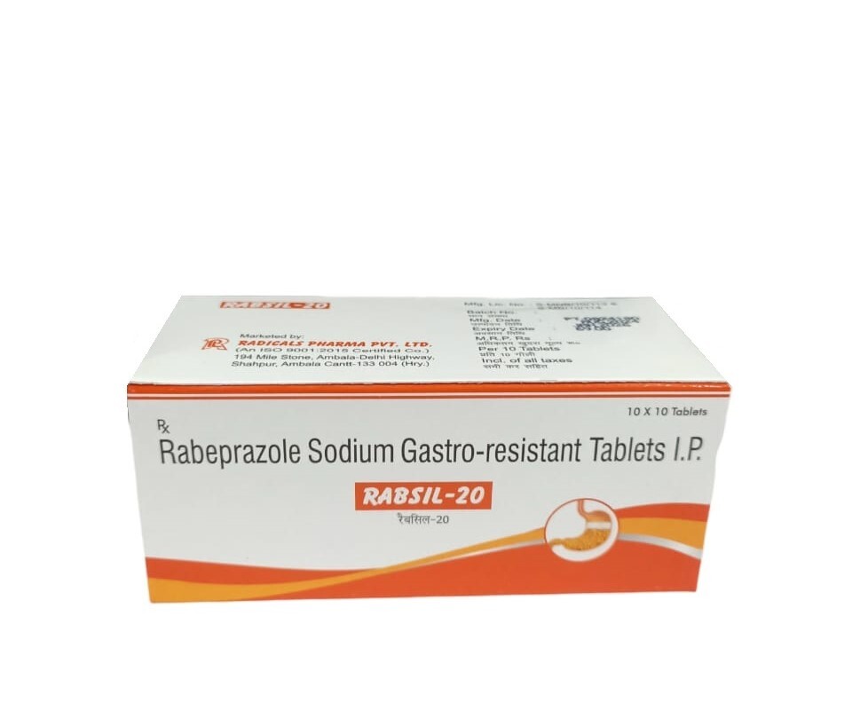 Rabeprazole Gastro Resistant Tablet - 20 Mg, Suitable For Women, Adults, And Aged Persons, Treats Gastric Issues, 10x10 Tablets In Cool & Dry Place