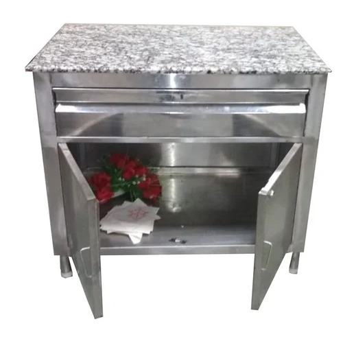 SS Table With Cabinet