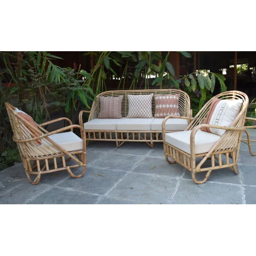 Cane Sofa Set - Color: Brown