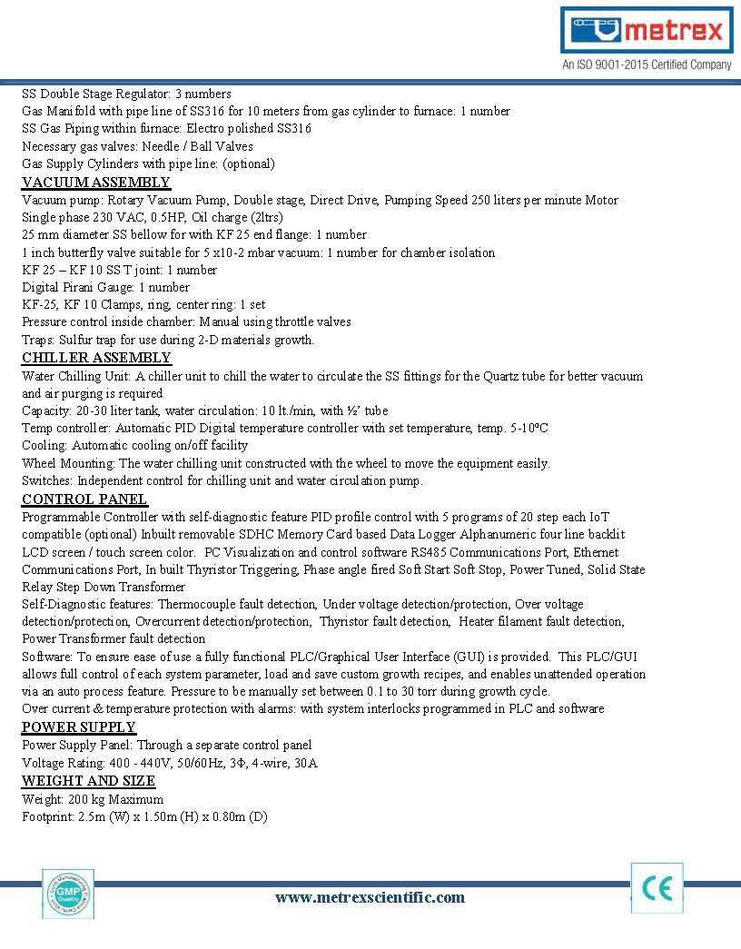 Chemical Vapour Deposition System (Cvd)/ Sliding Type - Usage: Lab / Research