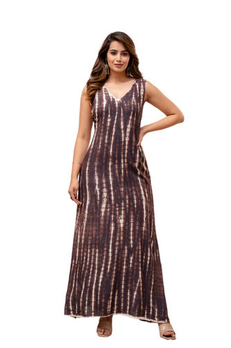 Brown Tie/Dye Beachwear Long Bohemian Dress - Age Group: Adults