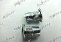 Open End Blind Rivet Nut, Round Body with Groove - Flat Head (Stainless Steel)