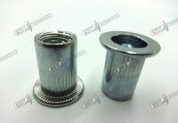 Open End Blind Rivet Nut, Round Body with Groove - Flat Head (Stainless Steel)