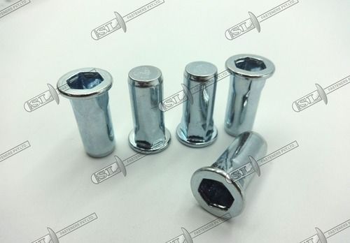 Close End Blind Rivet Nut, Semi Hex Body - Flat Head (Stainless Steel)