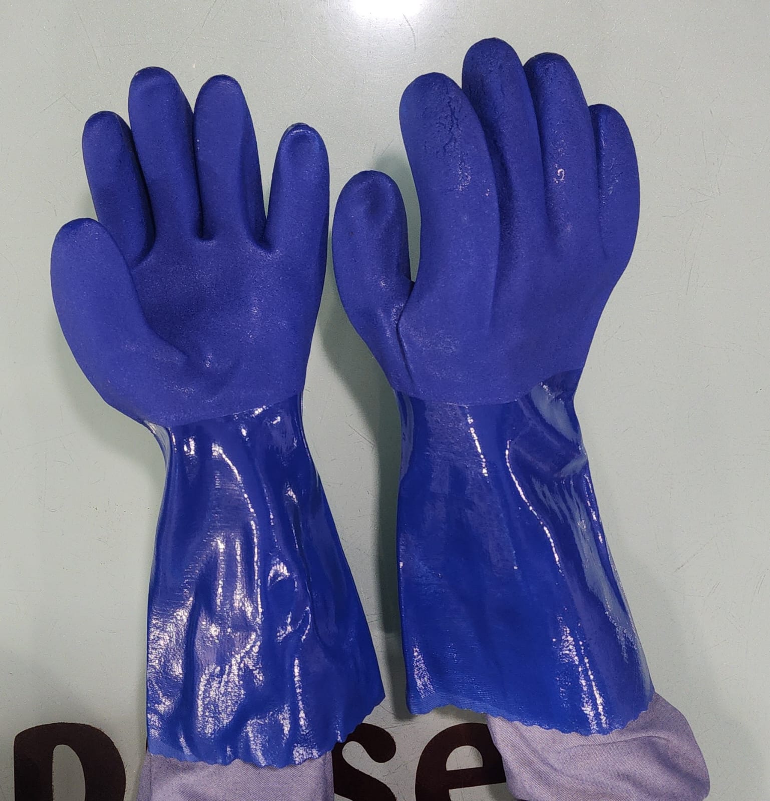 PVC Supported Hand Gloves With Inner Cotton Interlock Lining