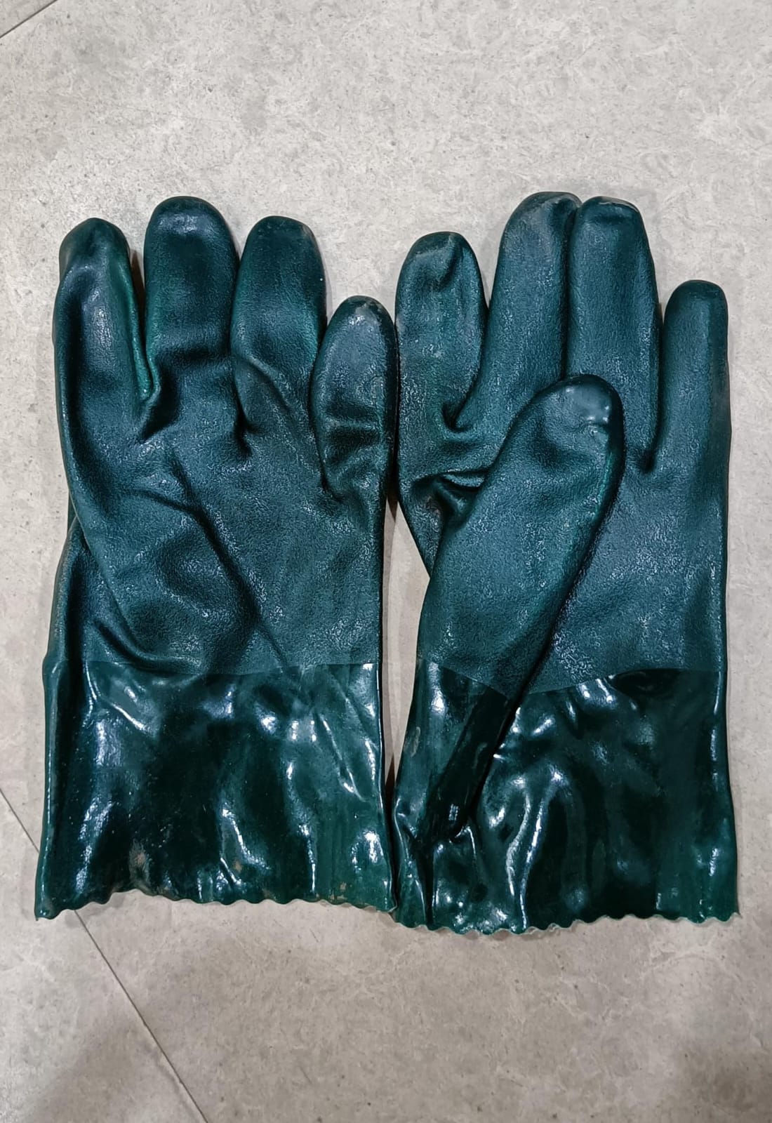 Green PVC Supported Gloves