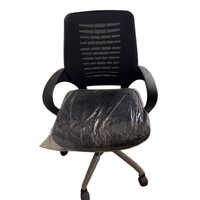 Office Rolling Chair - Plastic And Fabric, 16 Inch Seating Height, Black Color | Durable, Easy Movement, No Assembly Required