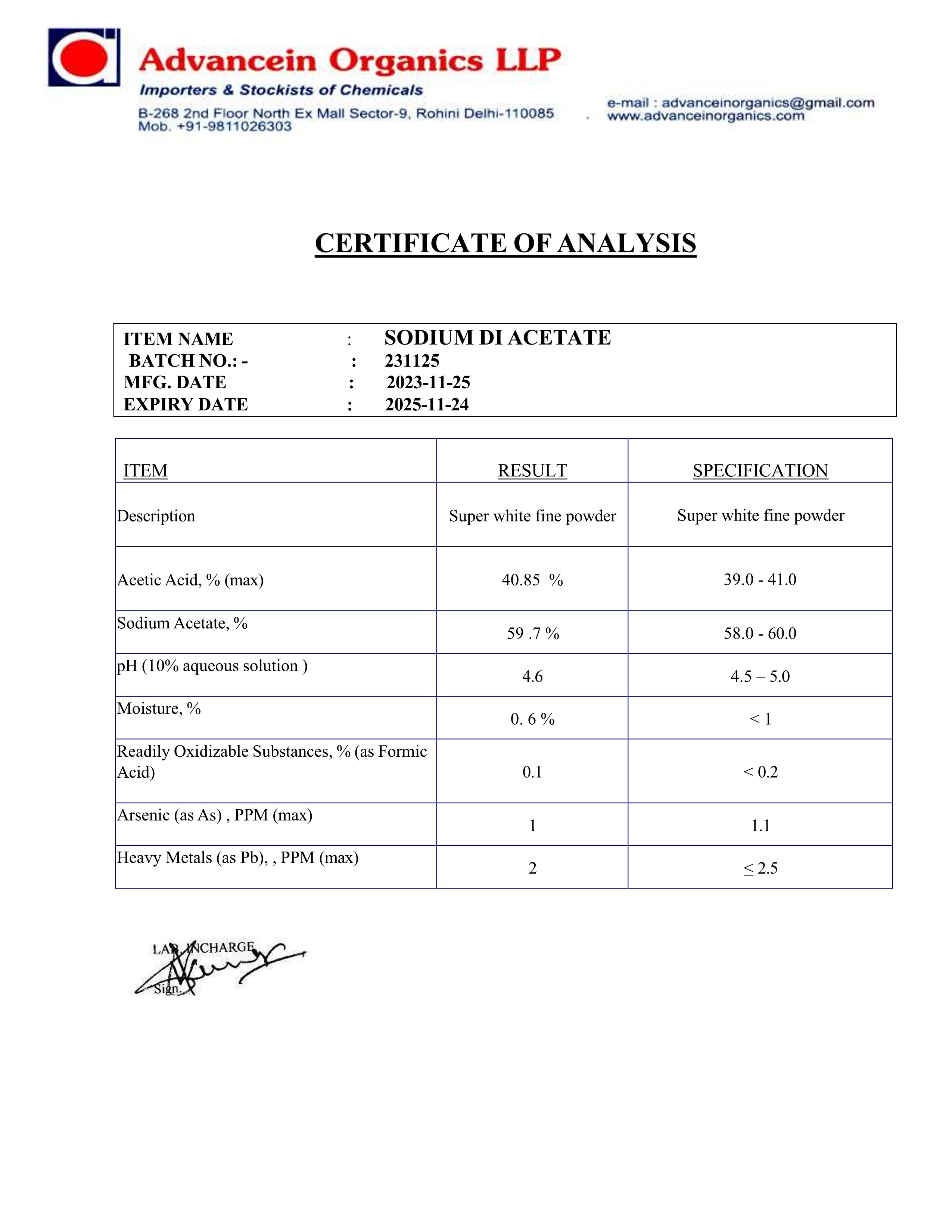 Sodium Diacetate Food Grade - Cas No: 126-96-5