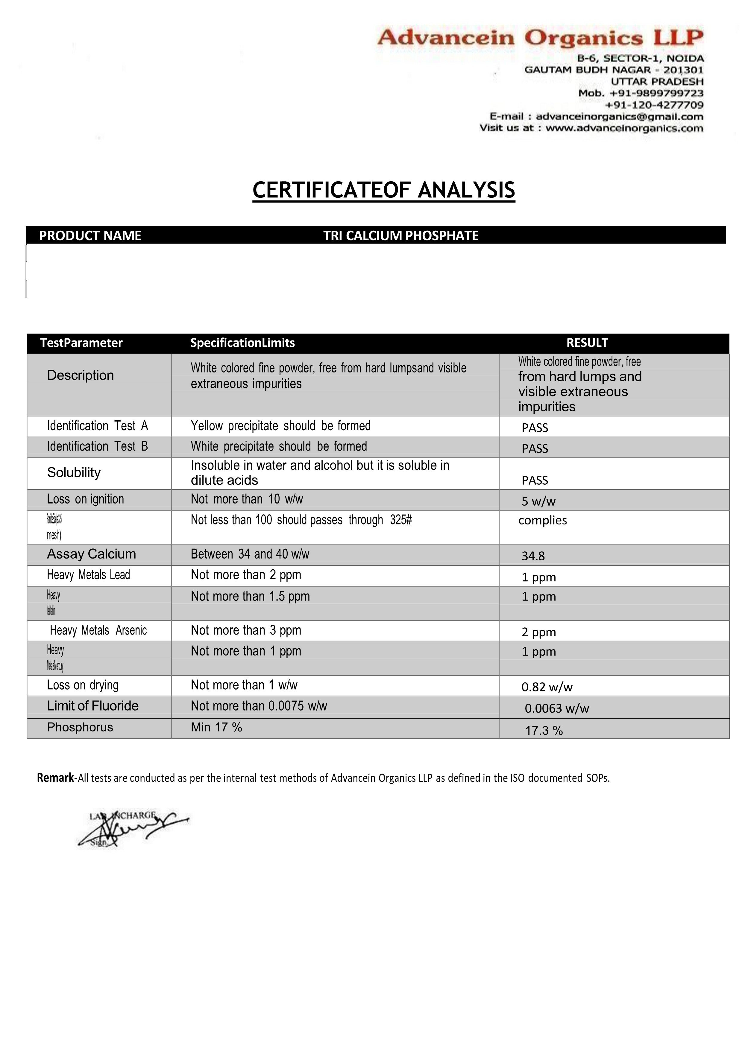 Tcp Tri Calcium Phosphate Powder fcc food grade